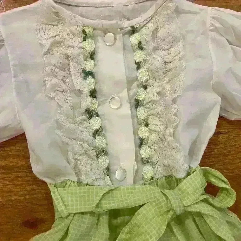 Vintage isaacson carrico of el campo romper size 4 lightweight floral ruffle